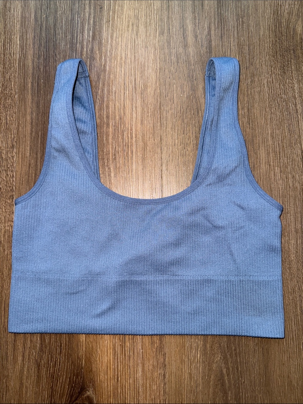 Ribbed Scoop Sports Bralette in Slate Blue
